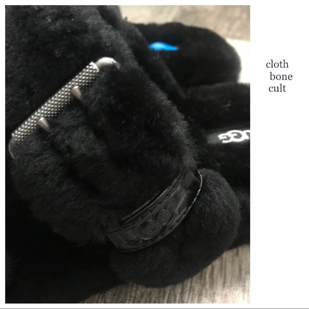 ✨New✨ UGG Black Fuzz Yeah Birkenstock-Style SLIDES - Picture 12 of 16